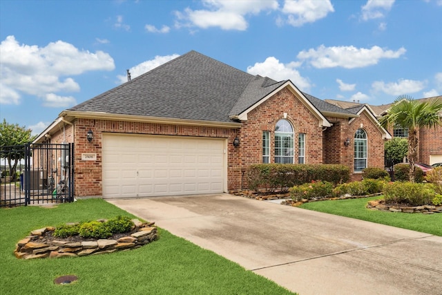 2508 Siskin Trl, League City, TX 77573 - view of front of property featuring brick siding, a garage, roof with shingles, and concrete driveway