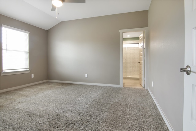 13333 Diamond Reef Ln, Texas City, TX 77568 - carpeted empty room featuring a ceiling fan and vaulted ceiling