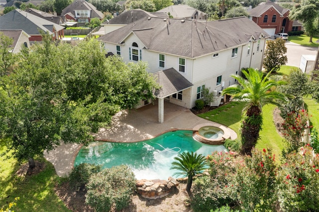 402 Starleaf Ln, Pearland, TX 77584 - aerial perspective of suburban area featuring a pool area