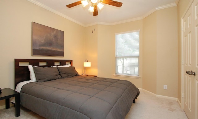 6607 Lake Woodlands Dr Unit 223, The Woodlands, TX 77382 - bedroom with carpet flooring, ornamental molding, and ceiling fan