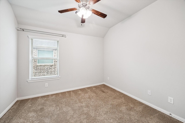 31703 Morning Ridge Ln, Spring, TX 77386 - carpeted empty room with lofted ceiling and ceiling fan