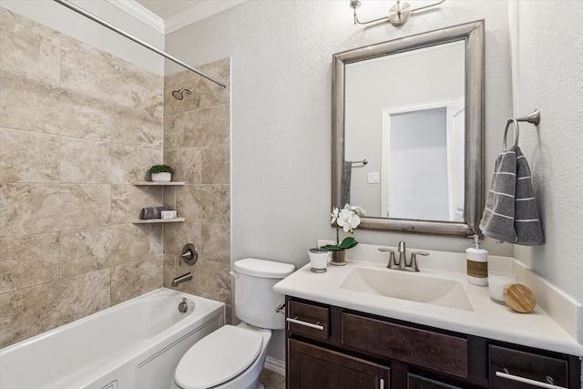 31703 Morning Ridge Ln, Spring, TX 77386 - bathroom with vanity,  shower combination, and crown molding