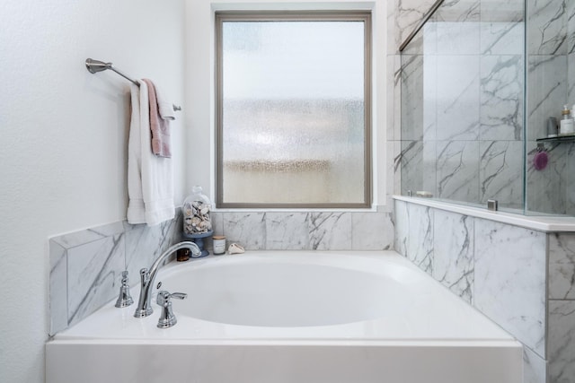 17746 Tree Of Heaven, Conroe, TX 77385 - bathroom with a garden tub and a marble finish shower