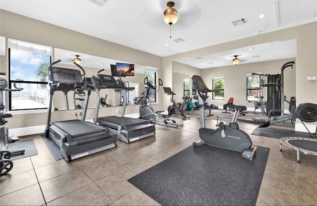 8819 W Rayford Rd, Tomball, TX 77375 - workout area with ceiling fan and recessed lighting