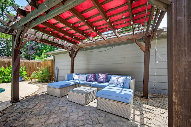 5903 Havenwoods Dr, Houston, TX 77066 - view of patio / terrace with outdoor lounge area and a pergola