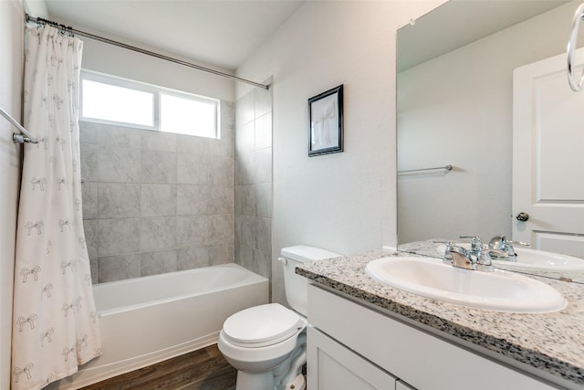 1007 Cozumel Emerald, San Antonio, TX 78253 - bathroom with vanity, shower / bathtub combination with curtain, and wood finished floors