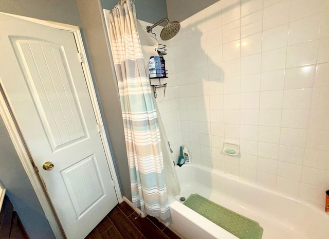 2315 Shady Tree Ln, Conroe, TX 77301 - full bath with shower / tub combo and wood finished floors