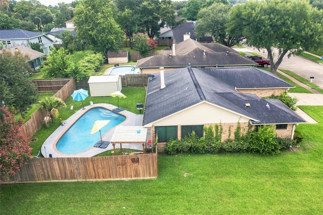 1103 W Brompton Dr, Pearland, TX 77584 - aerial view of property and surrounding area featuring a pool area