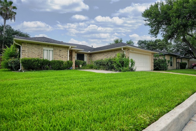 1103 W Brompton Dr, Pearland, TX 77584 - ranch-style home with an attached garage, brick siding, a front lawn, and concrete driveway