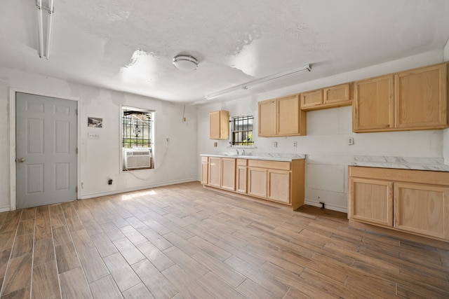 3822 Wipprecht St, Houston, TX 77026 - kitchen with light brown cabinets and light wood-style flooring