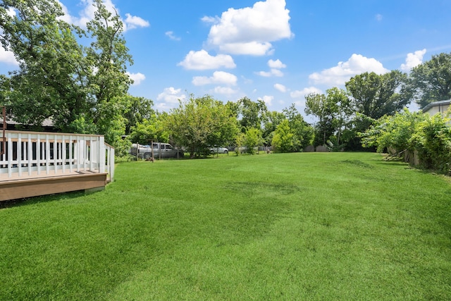 3822 Wipprecht St, Houston, TX 77026 - view of green lawn featuring a deck and view of wooded area