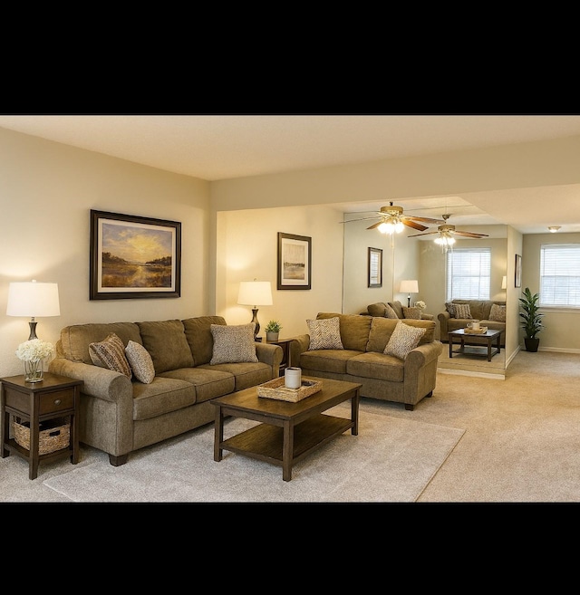 10317 Briar Forest Dr Unit 2/14, Houston, TX 77042 - living area featuring light colored carpet and ceiling fan