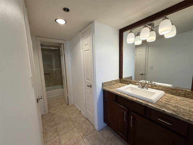 3525 Sage Rd Unit 1204, Houston, TX 77056 - full bath with vanity, tile patterned flooring, recessed lighting, and shower / washtub combination