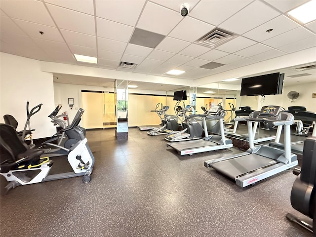 3525 Sage Rd Unit 1204, Houston, TX 77056 - workout area with a drop ceiling