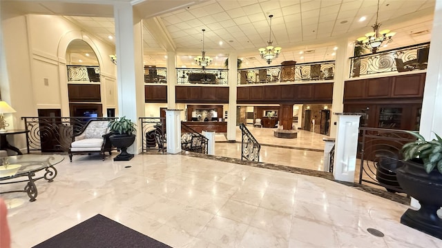 3525 Sage Rd Unit 1204, Houston, TX 77056 - common area featuring a towering ceiling and recessed lighting