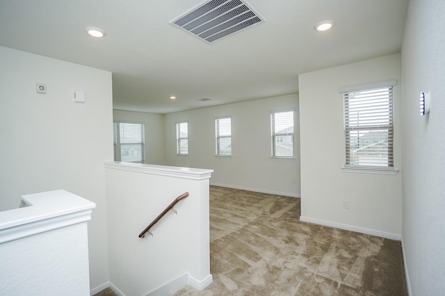 4615 Sabine Creek Way, Katy, TX 77449 - hallway featuring an upstairs landing, light carpet, and recessed lighting
