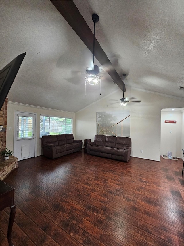 19423 Quiet Brook Dr, Houston, TX 77084 - living area featuring a textured ceiling, a ceiling fan, and hardwood / wood-style flooring