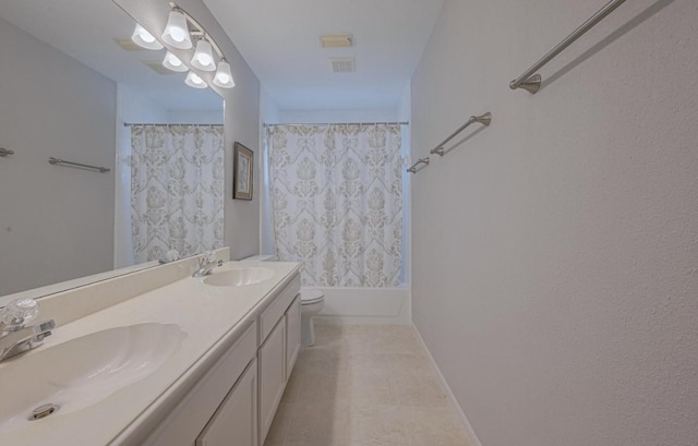 14334 Cypress Valley Dr, Cypress, TX 77429 - full bath with double vanity, shower / tub combo, and tile patterned flooring