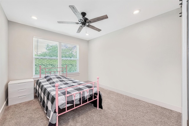 807 Ave J Pl, Conroe, TX 77301 - carpeted bedroom with recessed lighting and a ceiling fan