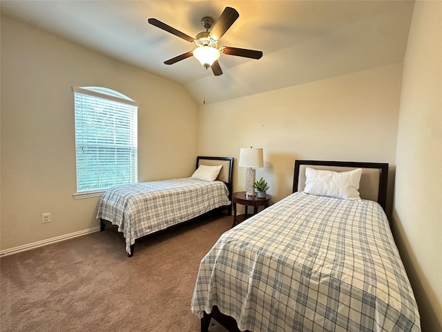 6818 Pear Point Ln, Richmond, TX 77469 - carpeted bedroom with lofted ceiling and ceiling fan
