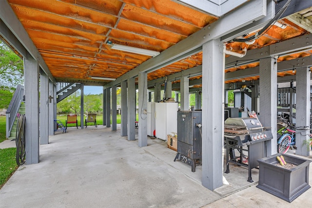 7806 Burgess Rd, Hitchcock, TX 77563 - view of patio / terrace featuring stairway and area for grilling