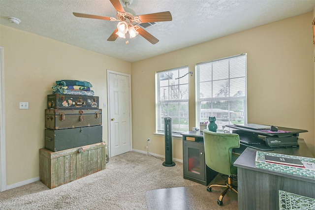 7806 Burgess Rd, Hitchcock, TX 77563 - carpeted office featuring a ceiling fan and a textured ceiling