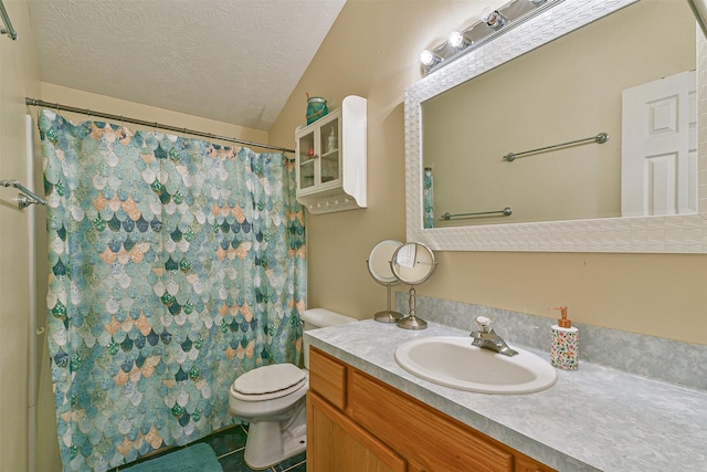 7806 Burgess Rd, Hitchcock, TX 77563 - full bath featuring vanity, tile patterned floors, a textured ceiling, and a shower with shower curtain