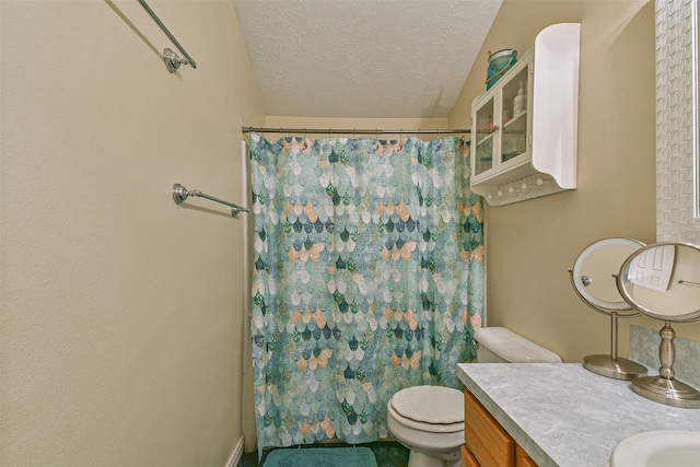 7806 Burgess Rd, Hitchcock, TX 77563 - full bath with a textured ceiling, vanity, and a shower with curtain