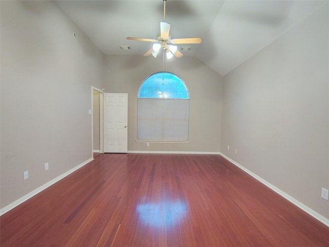 3511 Glenhill Dr, Pearland, TX 77584 - spare room featuring wood finished floors, a ceiling fan, and vaulted ceiling