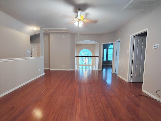 3511 Glenhill Dr, Pearland, TX 77584 - empty room featuring attic access, a ceiling fan, and wood finished floors