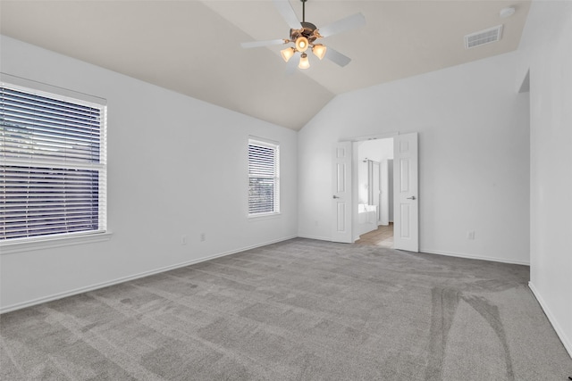 3502 Avalon Spring Ln, Spring, TX 77386 - carpeted spare room featuring vaulted ceiling and ceiling fan