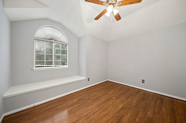 1123 Woodley Bnd, Sugar Land, TX 77479 - unfurnished room featuring hardwood / wood-style floors, lofted ceiling, and ceiling fan