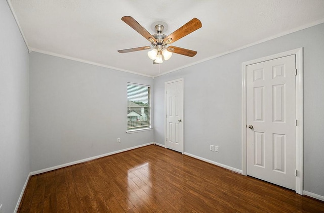 1123 Woodley Bnd, Sugar Land, TX 77479 - unfurnished bedroom with ornamental molding, wood finished floors, and ceiling fan