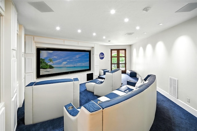 701 W Friar Tuck Ln, Houston, TX 77024 - cinema room featuring dark carpet and recessed lighting