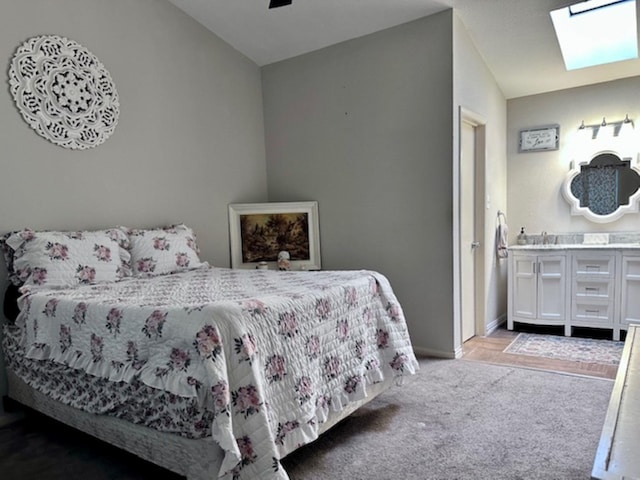 2211 S Kirkwood Rd Unit 35, Houston, TX 77077 - bedroom with a skylight, carpet, and a ceiling fan