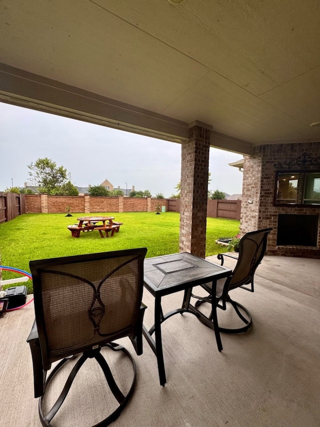 15814 Weston Ridge Dr, Humble, TX 77346 - fenced backyard with a patio and a fire pit