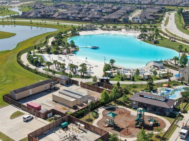 15814 Weston Ridge Dr, Humble, TX 77346 - aerial view of residential area featuring a pool and a large body of water