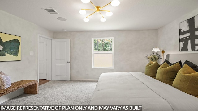 23748 Patchouli Terrace Dr, Splendora, TX 77372 - carpeted bedroom featuring a chandelier and baseboards
