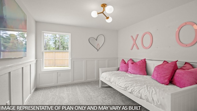 23748 Patchouli Terrace Dr, Splendora, TX 77372 - carpeted bedroom with a wainscoted wall and a decorative wall