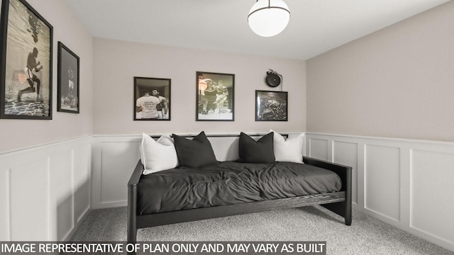 23748 Patchouli Terrace Dr, Splendora, TX 77372 - bedroom with carpet floors, a decorative wall, and wainscoting