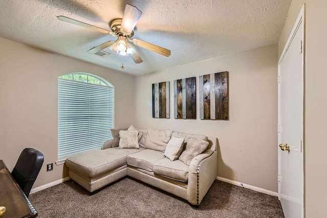 16307 Mango Ridge Ct, Humble, TX 77396 - carpeted office featuring a textured ceiling and a ceiling fan