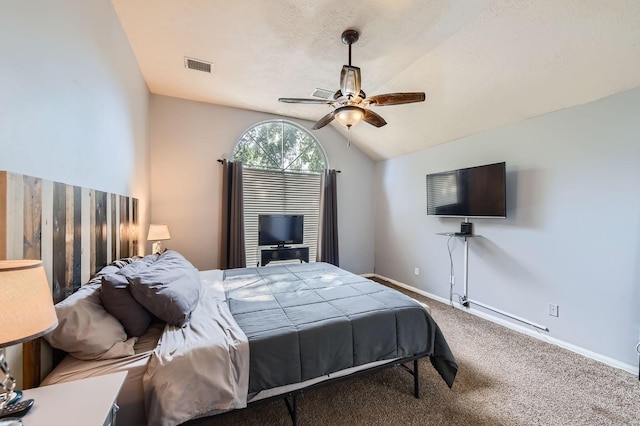 16307 Mango Ridge Ct, Humble, TX 77396 - carpeted bedroom with lofted ceiling and a ceiling fan