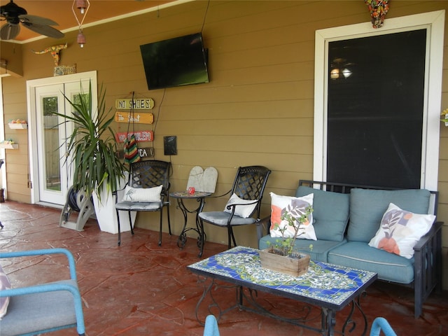 4822 Edgegate Dr, Spring, TX 77373 - view of patio / terrace featuring an outdoor hangout area and ceiling fan