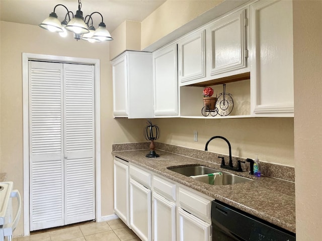 6602 Harbor Town Dr Unit 1008, Houston, TX 77036 - kitchen with open shelves, black dishwasher, white cabinets, light tile patterned floors, and stove