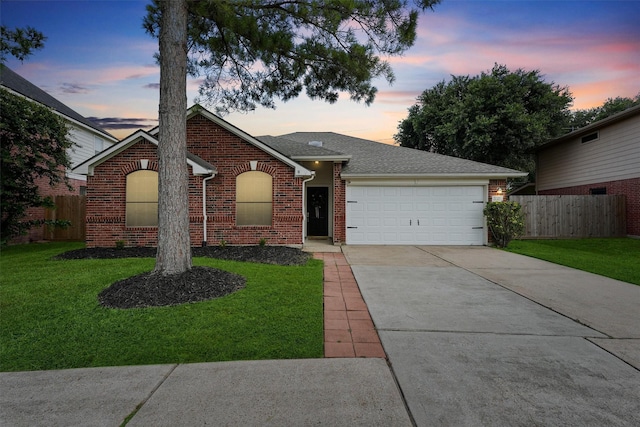 21327 Hadrian Dr, Katy, TX 77449 - ranch-style house featuring driveway, a garage, brick siding, and roof with shingles