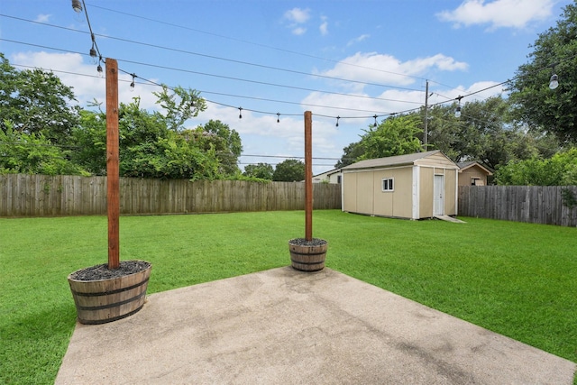 21327 Hadrian Dr, Katy, TX 77449 - fenced backyard with a patio area and a storage unit