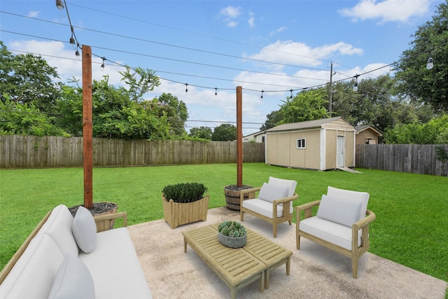 21327 Hadrian Dr, Katy, TX 77449 - fenced backyard with a patio area and a storage shed