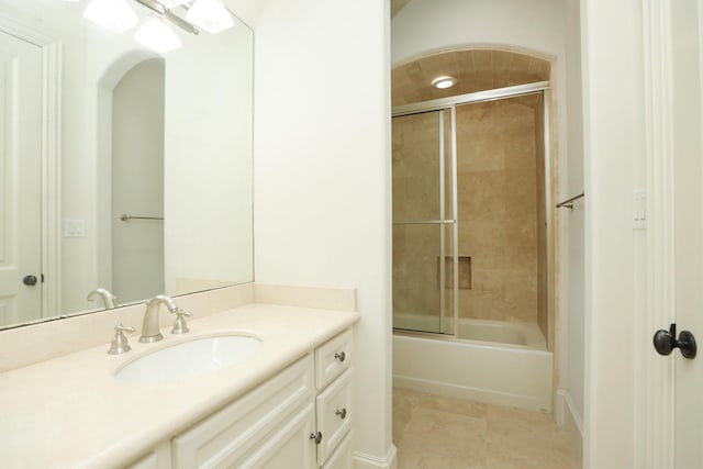 764 Kuhlman Rd, Hunters Creek Village, TX 77024 - full bath featuring vanity, bath / shower combo with glass door, and tile patterned flooring
