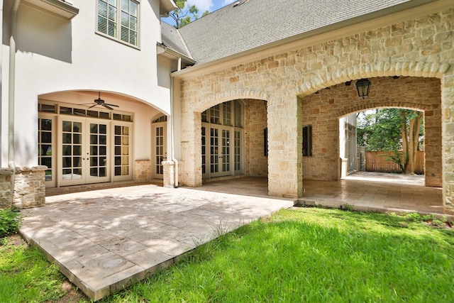 764 Kuhlman Rd, Hunters Creek Village, TX 77024 - view of patio with french doors and ceiling fan