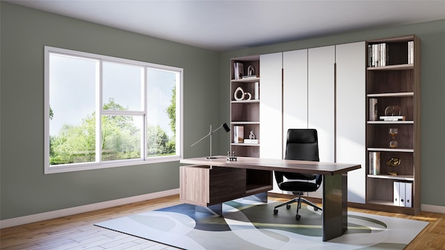 2905 Apple Rose, Katy, TX 77493 - office area with baseboards and light wood-type flooring